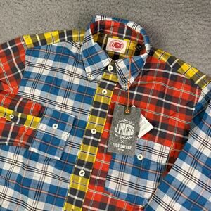J Press Todd Snyder Vintage Washed Tartan Cocktail Shirt Mens XS Patchwork Plaid